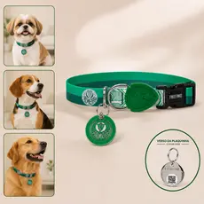 Coleira para Cachorro com Plaquinha de Identificação com QrCode Palmeiras - FREEFARO