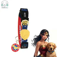 Coleira para Cachorro Mulher Maravilha com Plaquinha de Identificação Pinn Pet com QR Code Freefaro Oficial