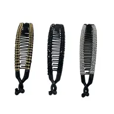 Presilha Estilo Banana Pra Cabelo com Brilho Prata/Dourado/Preto