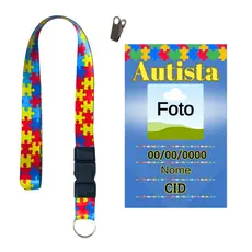 Kit Crachá Personalizado Autismo Modelo Novo + Cordão Autismo Novo Modelo