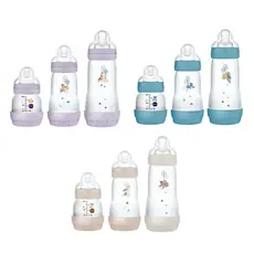 Kit 3 Mamadeiras MAM Easy Start 130ml 260ml 320ml Fluxo Lento Bico Silicone Completo