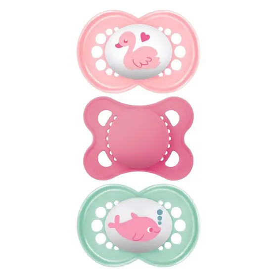 Kit com 3 Chupetas Original Bico de Silicone 0m+ Rosa - MAM