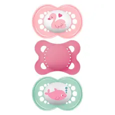 Kit com 3 Chupetas Original Bico de Silicone 0m+ Rosa - MAM