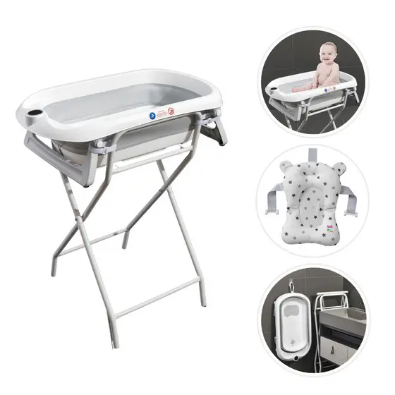 Banheira Para Bebê Dobrável C/Suporte Wish Branco Maxi Baby