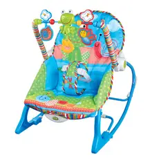 Cadeira Descanso Bebe Musical FunTime até 18kg Azul Vibratoria Balanco Portatil Maxi Baby
