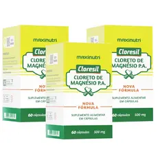 Kit 3 Cloreto de Magnésio Puro 500mg 60 Caps Cada Maxinutri