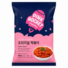 Topokki Bolinho de Arroz Coreano Instantâneo sabor Picante Original Pink Rocket Pouch - 240 gramas
