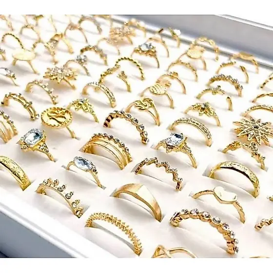kit 20 anel feminino banhados a ouro 18k top
