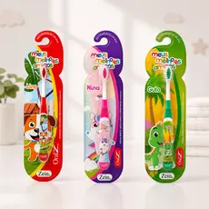 Kit 2 Escovas De Dente Infantil Macia Com Capa Protetora Unicornio Cachorro