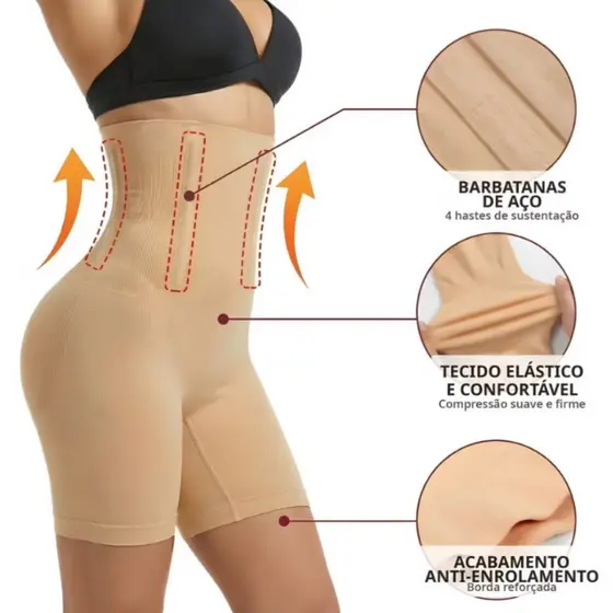 Kit Cinta Modeladora Alta Compressão Modela o Corpo Short Empina Bumbum