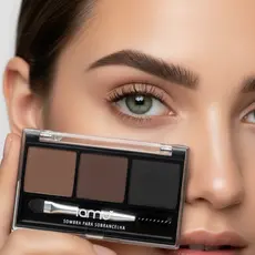 Trio de Sombras para Sobrancelha Iamo - com pincel chanfrado para preenchimento de falhas