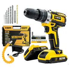 Furadeira Parafusadeira De Impacto 3/8 21V Com 2 Baterias + 29 Acessórios e Maleta FST009 -Fasterr