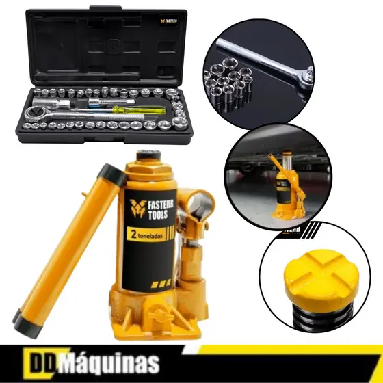 Kit Macaco Hidráulico 2 Toneladas + Jogo de 40 peças - Fasterr