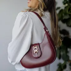 Bolsa Feminina Baguete Vinho Ombro Estilosa Casual