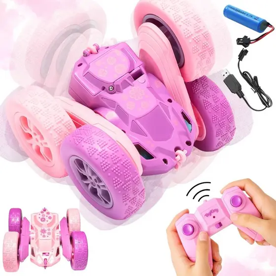 Carrinho Controle Remoto 4x4 360° Acrobático Rosa Roxo Brinquedo Infantil Menina recarregável Stunt