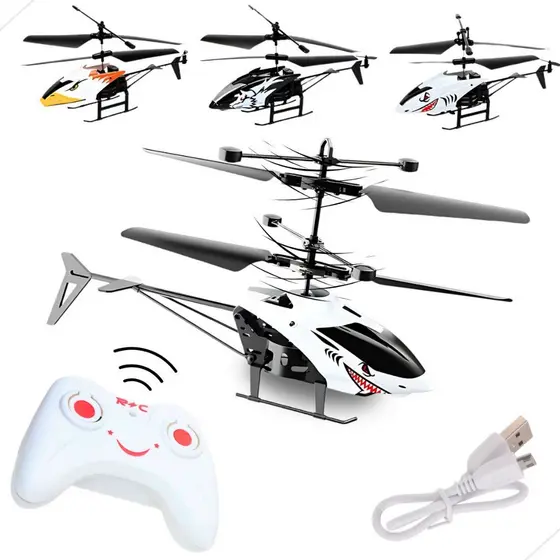 Brinquedo Helicóptero de Controle Remoto Recarregável Com Sensor Movimento Cabo USB