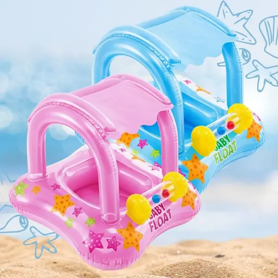 Boia Bote Fralda Bebê Com Cobertura Infantil Inflável Piscina Boia Com Proteção Sol