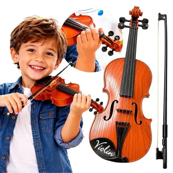 Violino De Plástico Infantil Com Arco Presente Musical Instrumento Brinquedo 42cm Menino Menina