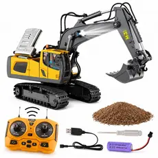 Carrinho Escavadeira Controle Remoto 2.4hz Carro Brinquedo Recarregável Led 11 Funções