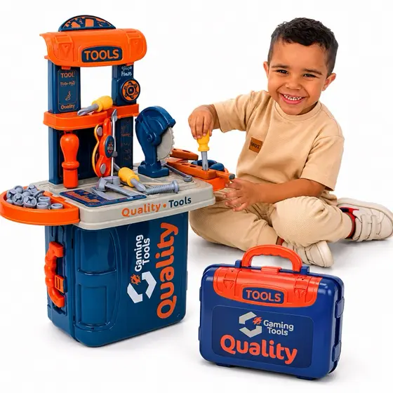 Kit Maleta De Ferramenta Infantil 3 em 1 Bancada Acessórios brinquedos de menino