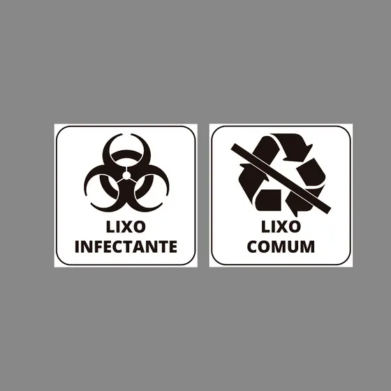 Adesivo Lixo Comum E Lixo Infectante 15x15cm Fundo Branco