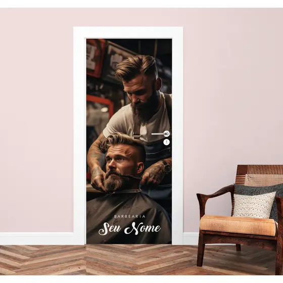 Adesivo Personalizado Porta Vidro Cabeleireiro Barbearia Cortes