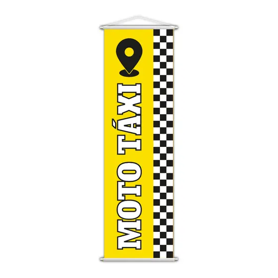 Banner Moto Táxi Divulgação Comércio Vertical Lona 30x100cm Completo