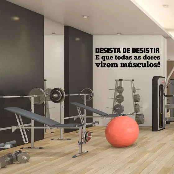 Adesivo de Parede Frase Desista de Desistir Motivação Academia