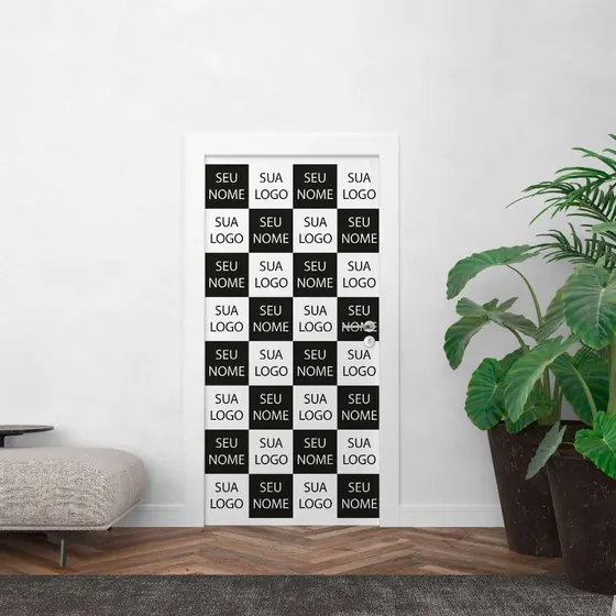 Adesivo Porta Vidro Parede Backdrop Seu Nome Sua Logo Personalizado