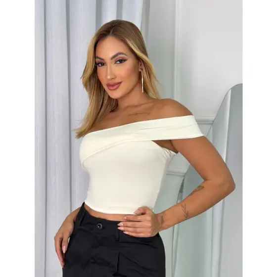 Cropped Feminino Suplex Alça Lateral Blusa Cropped Justa Sem Bojo Moda Feminina Verão