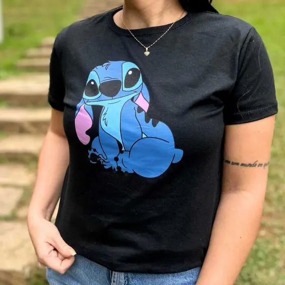 T-shirt Feminina Camiseta 100% algodão SNOOPY personagem stitch