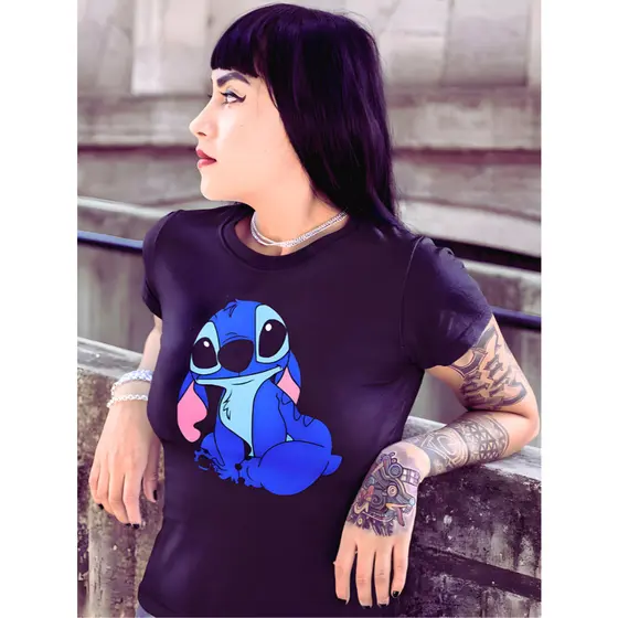 camiseta feminina 100% algodão tshirt stitch tendência personagem PROMOÇÃO snoopy  Mickey mouse