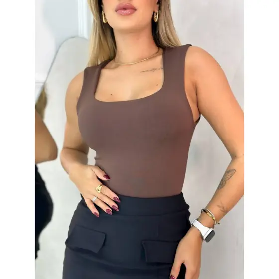 Regata Feminina Suplex Básica blusinha alça grossa lisa tecido sem bojo camiseta regatão tecido duplo