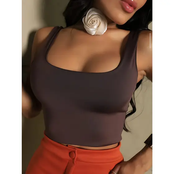 Cropped Feminino Regatinha Thaise top Suplex Duplo Blusinha Básica