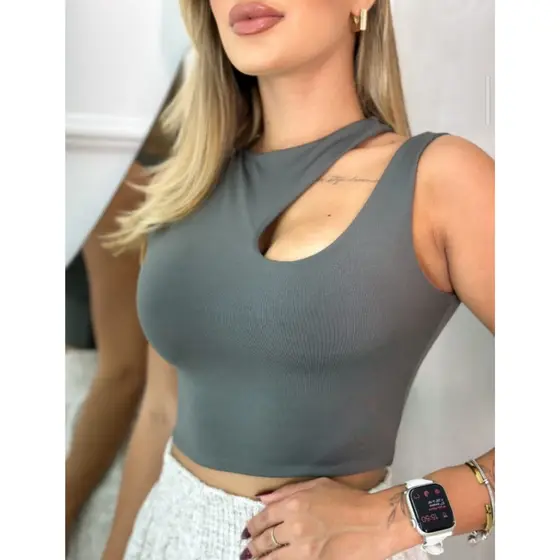 cropped feminino blusa curta top gota suplex duplo sem bojo