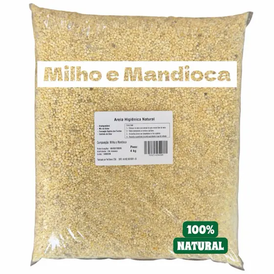 Areia Higiênica Natural - 4kg Formação de torrões em até 20 seg