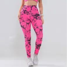 Calça Legging Feminina Marmorizada Academia Leg Tie Dye Degrade Várias Cores Cintura Alta