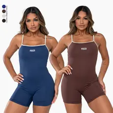 Macaquinho De Treino Academia Feminino Feizzi Macacão Poliamida Zero Transparência