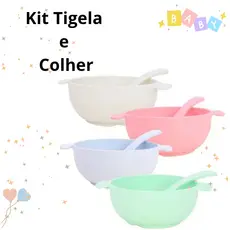 kit Tigela Bowl + Colher Refeição Infantil Bebê Criança Plástico Ecológico