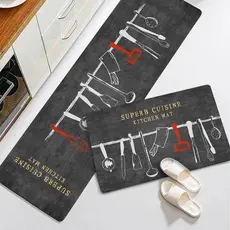 Tapete Passadeira Cozinha estampado kit com 2 peças