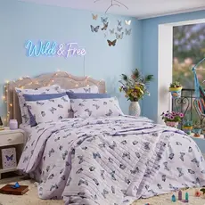 Colcha Cobre Leito Casal Estampa Borboleta Azul Cama Casa Quarto Mais Decoração Jovem e Moderna