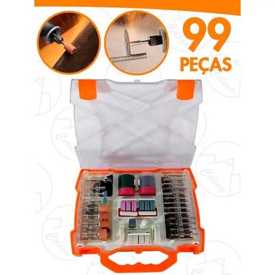 Kit De Acessórios Para Micro Retifica Jogo 99 Peças Profissional