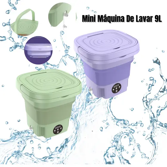 Mini Máquina De Lavar Silenciosa Dobrável Portátil 9 Litros