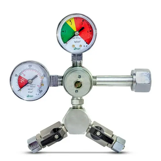 Regulador De  Pressão Para Chopp CO2 / Cerveja Artesanal Com Dupla Saida Modelo RC-129