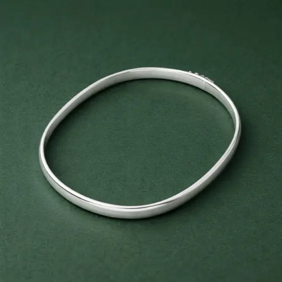 Bracelete Fio Largo Liso em Prata 925