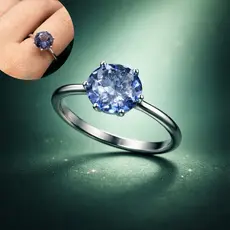 Anel Solitário Elegante Pedra Lilás 10mm em Prata 925
