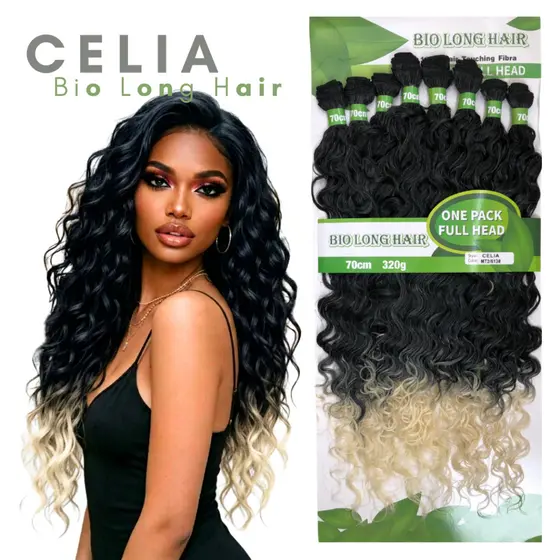 Cabelo Bio Orgânico Telado Cacheado 70cm 8 Telas Bio Long Hair