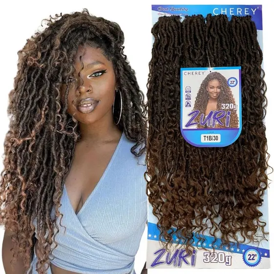 Cabelo Zuri Crochet Braid Dread Com Cachos + Anéis | 60cm | 320g - Cherey