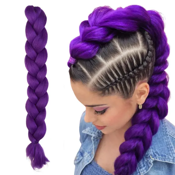 Trança Pronta Jumbo Roxo 100gr Guerreiras K-Pop Leve Fácil Colocação