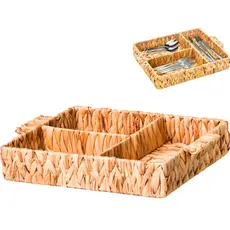CESTO ORGANIZADOR DE FIBRA NATURAL SEAGRASS COM DIVISÓRIAS 32X26X6cm